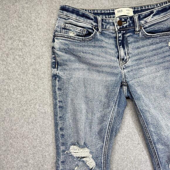 BKE Stella Slim Fit Low Rise Flare Jeans Women’s 28x32 Stone Wash Open Hem - Picture 2 of 16